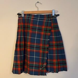 Vintage 100% Wool Plaid Kilt Mini Skirt
